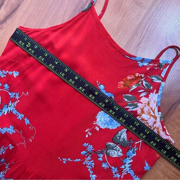 Band of Gypsies Floral Red Maxi Dress POCKETS medium - Picture 9 of 10